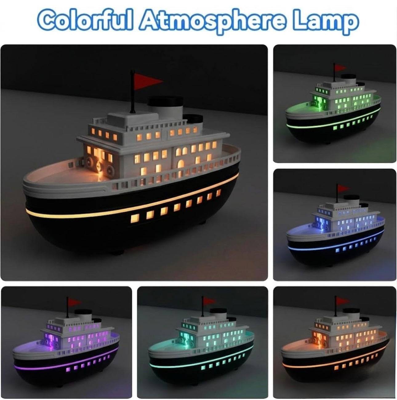 Boat shaped Essential oil Diffuser and Air Humidifier With Cozy Cabin Window Glow